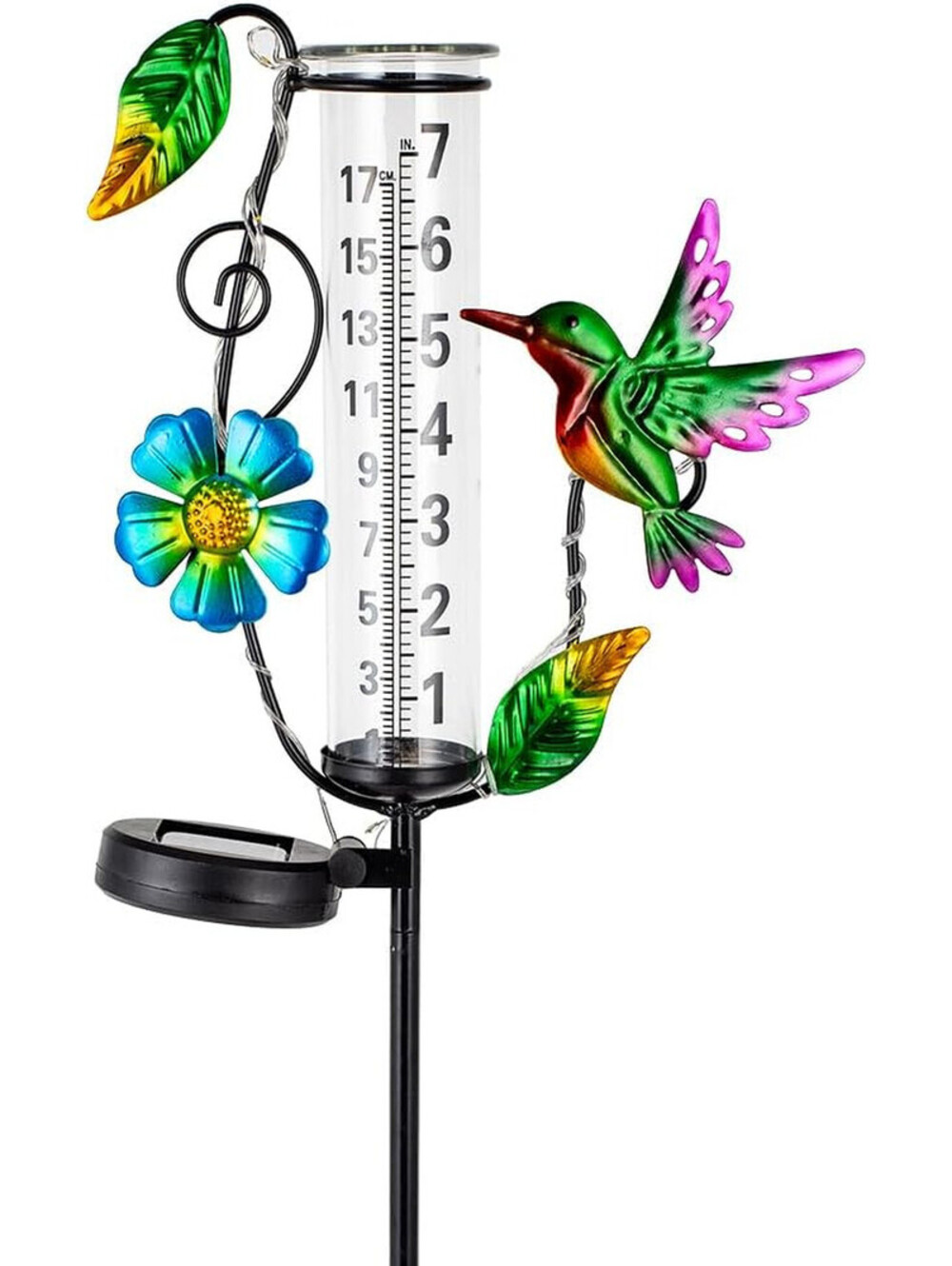 Hummingbird Rain Gauge Outdoor,Decorative 7” Solar Rain Gauges